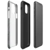 Glossy Scarred Steel Surface Tough Case for iPhone — scratched and worn gray metal surface with fine random score lines