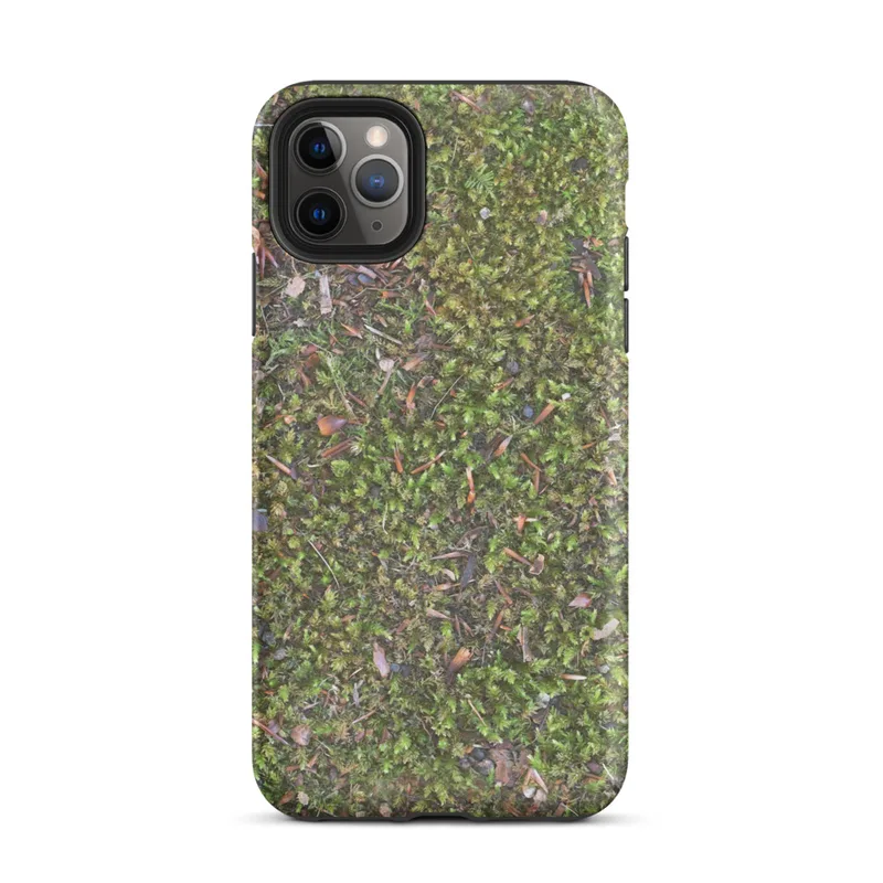 Matte Forest Floor Moss Texture Tough Case for iPhone — aerial close-up photograph of vivid green moss covering forest