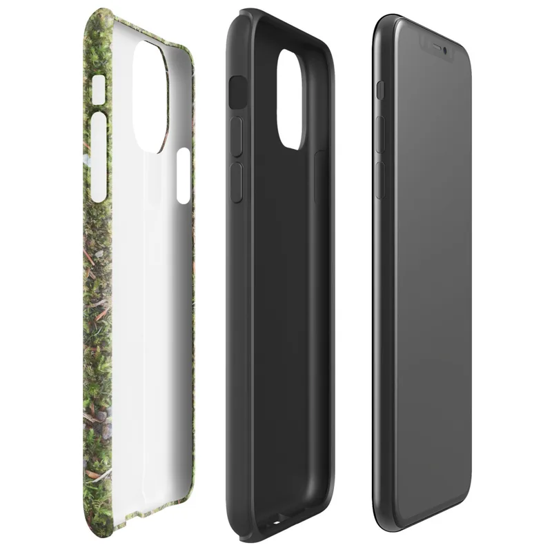 Glossy Forest Floor Moss Texture Tough Case for iPhone — aerial close-up photograph of vivid green moss covering forest