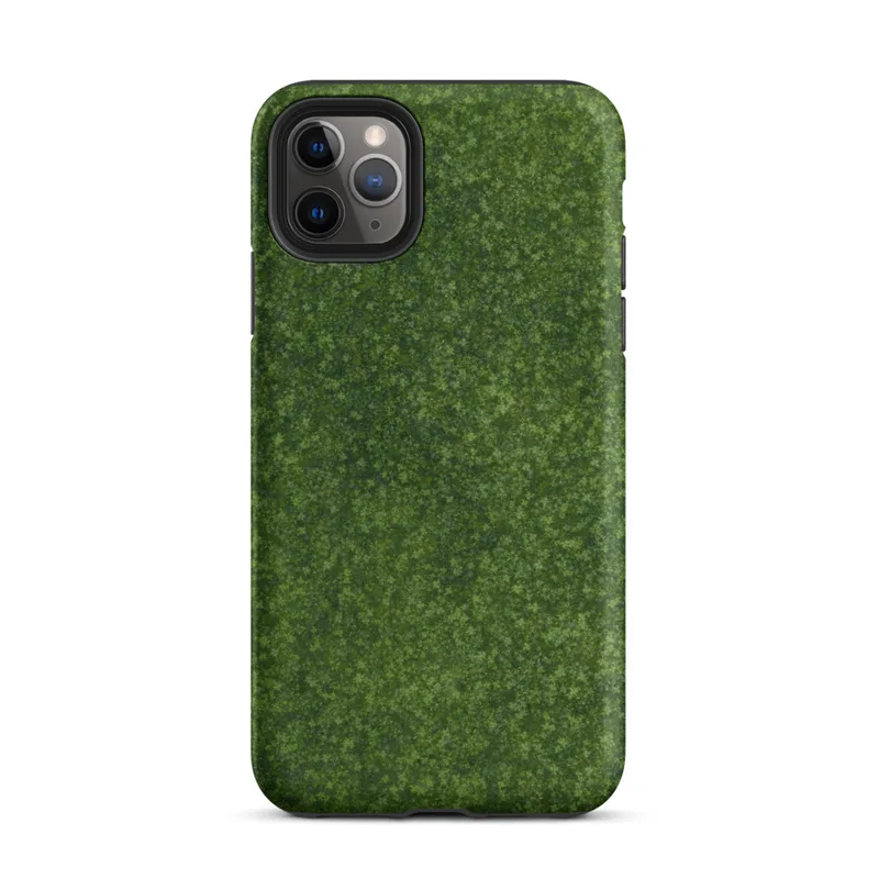 Matte Lush Green Clover Field Tough Case for iPhone — aerial view of a dense clover field with layered deep forest green