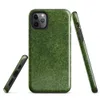 Glossy Lush Green Clover Field Tough Case for iPhone — aerial view of a dense clover field with layered deep forest green