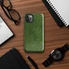 Glossy Lush Green Clover Field Tough Case for iPhone — aerial view of a dense clover field with layered deep forest green