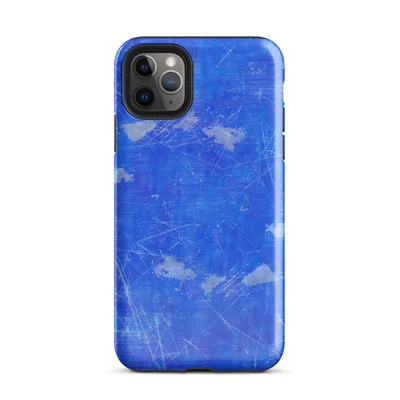 vivid cobalt blue textured surface covered in scattered white and gray paint splashes, wild scratch lines, and organic splatters on Glossy Electric Blue Splatter Storm - default view