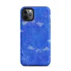Matte Electric Blue Splatter Storm Tough Case for iPhone — vivid cobalt blue textured surface covered in scattered white