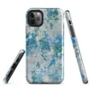 Glossy Arctic Surge Texture Tough Case for iPhone — layered abstract composition of deep teal, sapphire blue, and slate gray