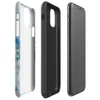 Glossy Arctic Surge Texture Tough Case for iPhone — layered abstract composition of deep teal, sapphire blue, and slate gray