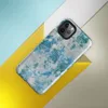Glossy Arctic Surge Texture Tough Case for iPhone — layered abstract composition of deep teal, sapphire blue, and slate gray