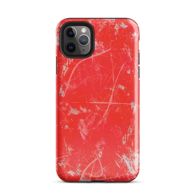 explosive red background covered in silver-gray paint splatters, wild gestural brushstrokes, and tangled fine-line scratches in an abstract expressionist style on Glossy Red Chaos Splatter Case - default view