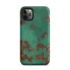 Matte Copper Patina Storm Tough Case for iPhone — seamless oxidized copper surface with teal-green verdigris patina