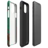 Glossy Copper Patina Storm Tough Case for iPhone — seamless oxidized copper surface with teal-green verdigris patina