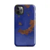 Glossy Cobalt Rust Industrial Edge Tough Case for iPhone — abstract rusted metal texture with irregular burnt sienna