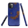 Glossy Cobalt Rust Industrial Edge Tough Case for iPhone — abstract rusted metal texture with irregular burnt sienna