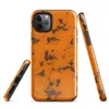 Glossy Rust Never Sleeps Tough Case for iPhone — heavily rusted orange painted metal surface with dark brown corroded