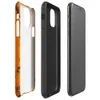 Glossy Rust Never Sleeps Tough Case for iPhone — heavily rusted orange painted metal surface with dark brown corroded