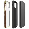 Glossy Rusted Decay Industrial Tough Case for iPhone — peeling yellow-green paint over deep rust-red metal surface