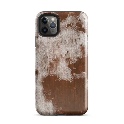 peeling white paint over deep rust-red corroded iron metal surface with streaks and flaking texture on Glossy Rust and Ruin Tough Case - default view