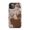 Matte Rust and Ruin Tough Case for iPhone — peeling white paint over deep rust-red corroded iron metal surface with streaks