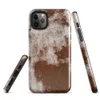 Glossy Rust and Ruin Tough Case for iPhone — peeling white paint over deep rust-red corroded iron metal surface with streaks