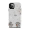 Glossy Weathered Metal Rust Patina Tough Case for iPhone — peeling white paint on aged metal revealing grey steel and deep