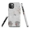 Glossy Weathered Metal Rust Patina Tough Case for iPhone — peeling white paint on aged metal revealing grey steel and deep