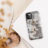 Glossy Rusted Iron Industrial Tough Case for iPhone — peeling white paint over rusted corroded metal surface in burnt