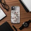 Glossy Rusted Iron Industrial Tough Case for iPhone — peeling white paint over rusted corroded metal surface in burnt