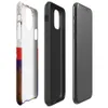 Glossy Sector 4B Industrial Zone Tough Case for iPhone — distressed tri-color flag of white, red, and navy over corroded