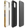 Glossy Urban Decay Peeling Wall Tough Case for iPhone — aged wall with peeling amber and golden-orange paint revealing grey