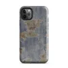 Glossy Urban Decay Peeling Paint Tough Case for iPhone — peeling blue paint revealing khaki and rust-red layers beneath