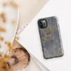 Glossy Urban Decay Peeling Paint Tough Case for iPhone — peeling blue paint revealing khaki and rust-red layers beneath