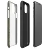 Glossy Weathered Green Metal Patina Tough Case for iPhone — aged olive-green corroded metal surface with scattered rust