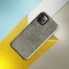 Glossy Weathered Green Metal Patina Tough Case for iPhone — aged olive-green corroded metal surface with scattered rust