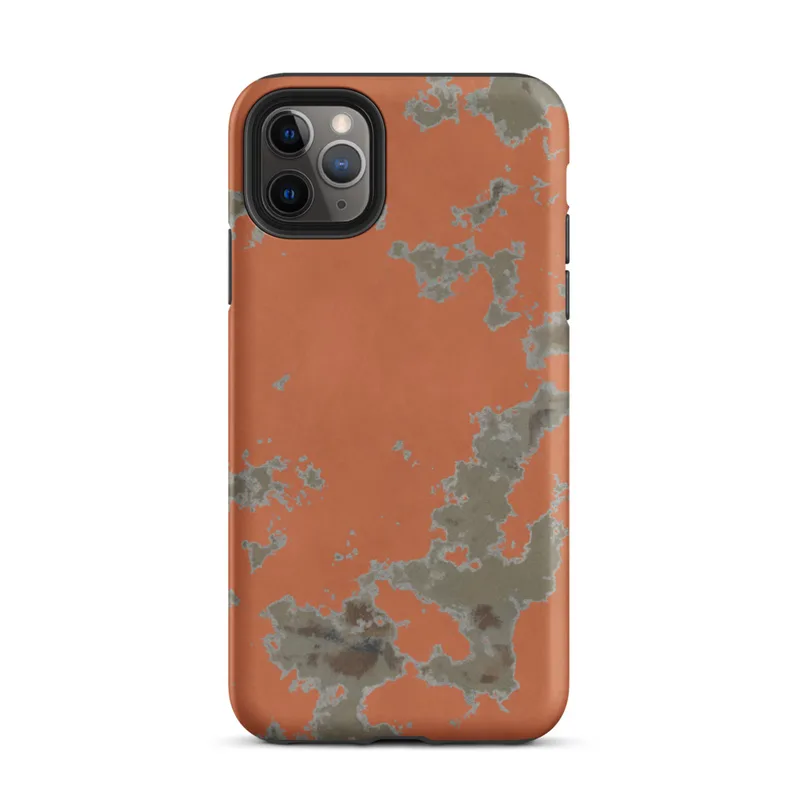 Matte Peeling Paint Urban Decay Tough Case for iPhone — peeling burnt orange paint revealing aged plaster underlayers