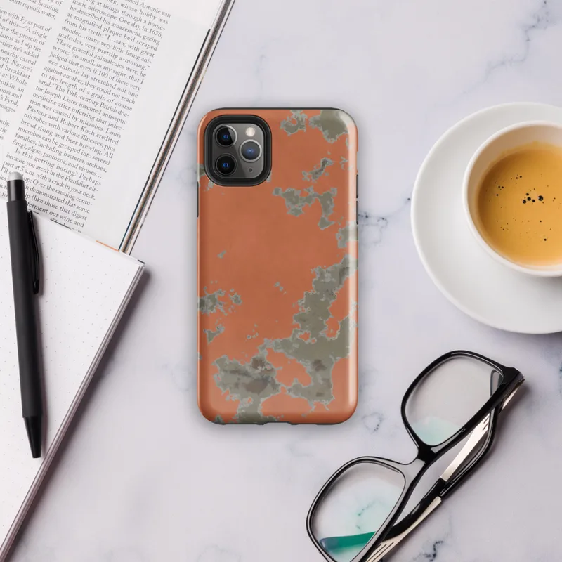 Glossy Peeling Paint Urban Decay Tough Case for iPhone — peeling burnt orange paint revealing aged plaster underlayers