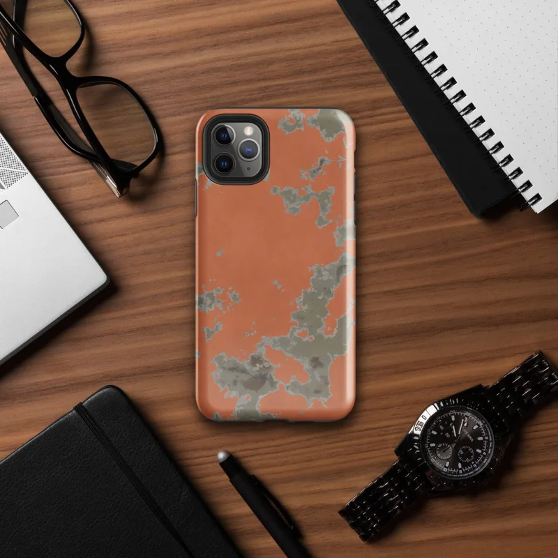 Glossy Peeling Paint Urban Decay Tough Case for iPhone — peeling burnt orange paint revealing aged plaster underlayers