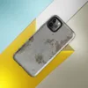 Glossy Urban Decay Rust Texture Tough Case for iPhone — weathered gray surface with scattered patches of rust, burnt sienna