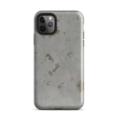 weathered grey concrete surface with scattered aged golden-brown mineral stains and organic rust-toned patches on Glossy Weathered Concrete Texture Case - default view