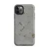 Matte Weathered Concrete Texture Tough Case for iPhone — weathered grey concrete surface with scattered aged golden-brown
