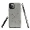 Glossy Weathered Concrete Texture Tough Case for iPhone — weathered grey concrete surface with scattered aged golden-brown