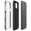 Glossy Urban Decay Exposed Brick Tough Case for iPhone — weathered wall with peeling white plaster revealing rusty brown