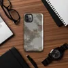 Glossy Urban Decay Exposed Brick Tough Case for iPhone — weathered wall with peeling white plaster revealing rusty brown