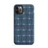 Matte Solar Grid Power Tough Case for iPhone — close-up repeating grid of deep navy and teal blue solar photovoltaic cells