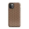 Glossy Woven Basket Weave Classic Tough Case for iPhone — close-up woven basket weave pattern in terracotta brown and warm