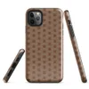 Glossy Woven Basket Weave Classic Tough Case for iPhone — close-up woven basket weave pattern in terracotta brown and warm