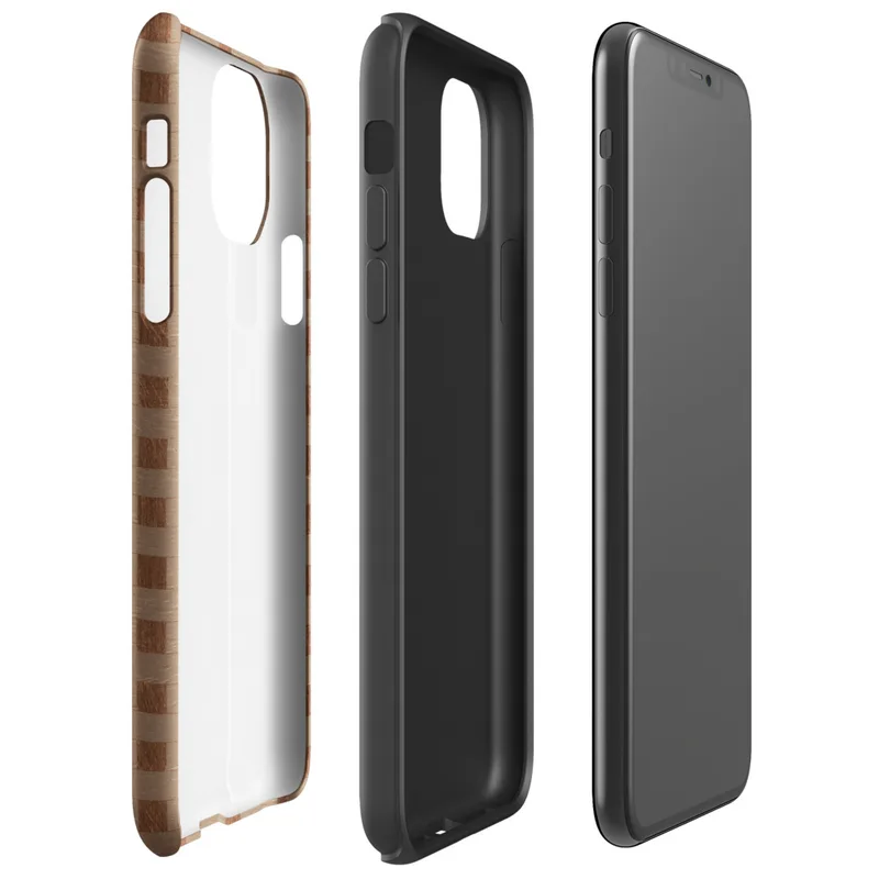 Glossy Woven Basket Weave Classic Tough Case for iPhone — close-up woven basket weave pattern in terracotta brown and warm