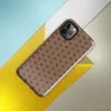 Glossy Woven Basket Weave Classic Tough Case for iPhone — close-up woven basket weave pattern in terracotta brown and warm
