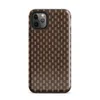 Glossy Woven Basketweave Texture Tough Case for iPhone — tightly woven basketweave pattern in dark chocolate brown and warm