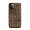 Matte Woven Wood Weave Tough Case for iPhone — tightly woven basket weave pattern in dark mahogany and warm sienna tones