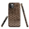 Glossy Woven Wood Weave Tough Case for iPhone — tightly woven basket weave pattern in dark mahogany and warm sienna tones