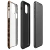 Glossy Woven Wood Weave Tough Case for iPhone — tightly woven basket weave pattern in dark mahogany and warm sienna tones